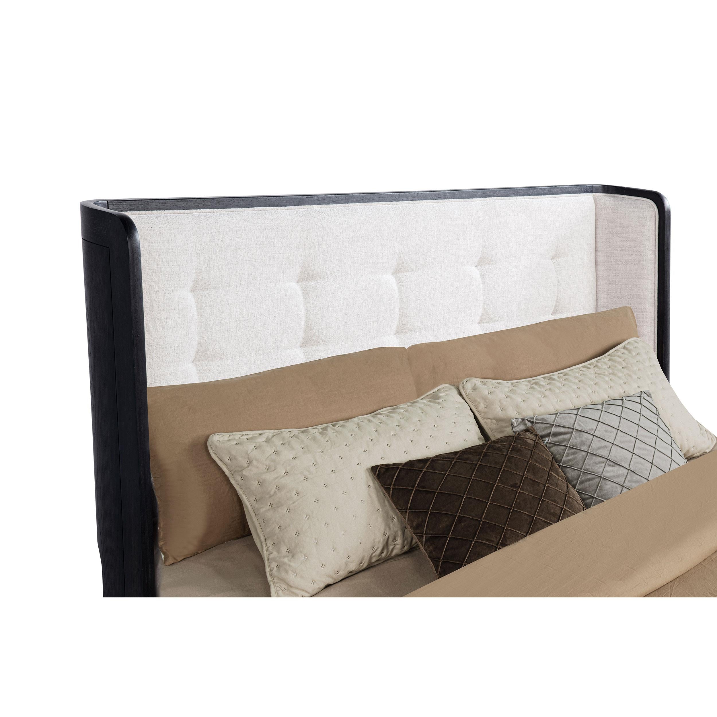 Coaster Furniture Leandro 222491KE 55-inch Eastern King Wingback Bed - Burnished Black IMAGE 1